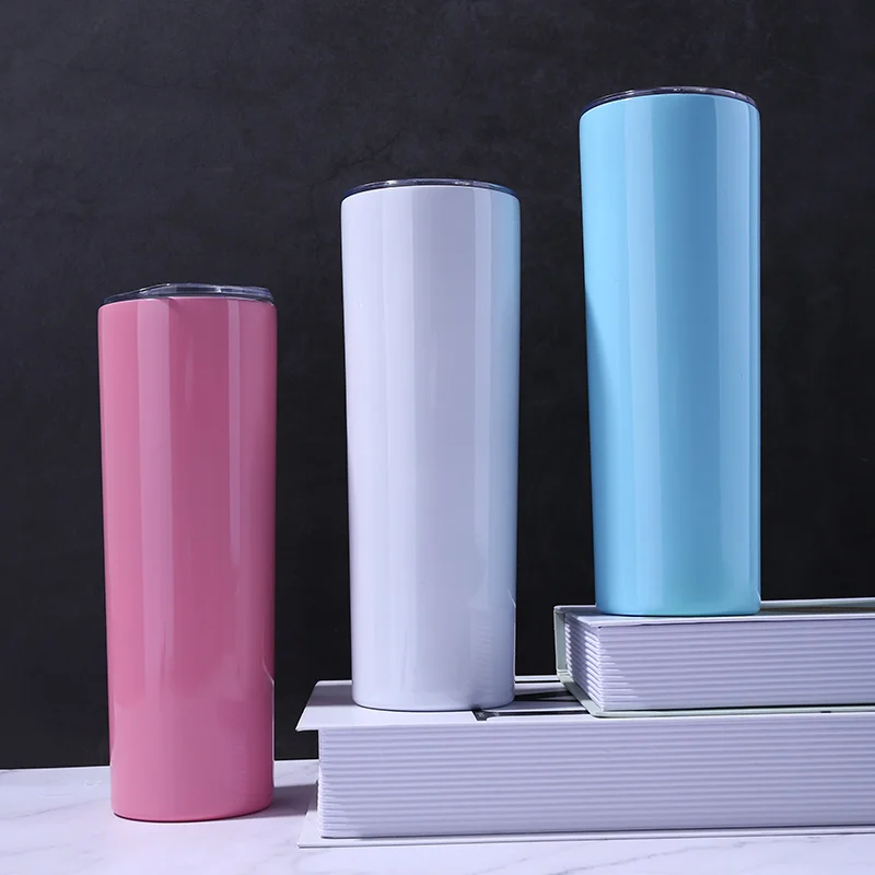 

20oz Sublimation Blanks Tumbler Double Wall Blank Skinny Bottle Sublimation Stainless Steel Straight Tumbler, Custom