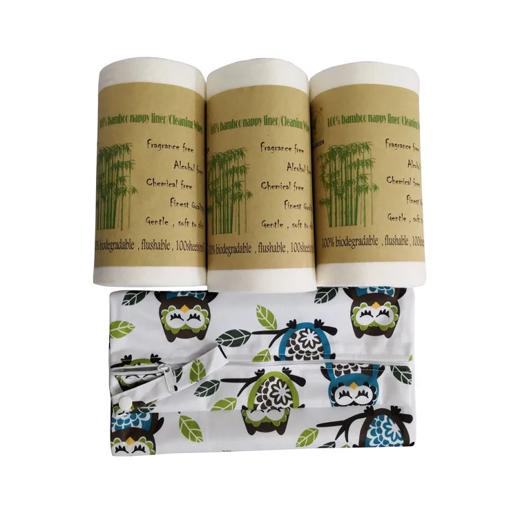 

Free Sample Biodegradable Flushable Disposable Bamboo Baby Diaper Liners