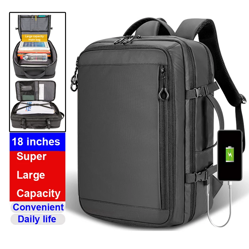

OMASKA bolsa personalizada backpack Waterproof sac personnalise Men Oxford 18 Inch Laptop USB rucksack, Black,gray,blue,red