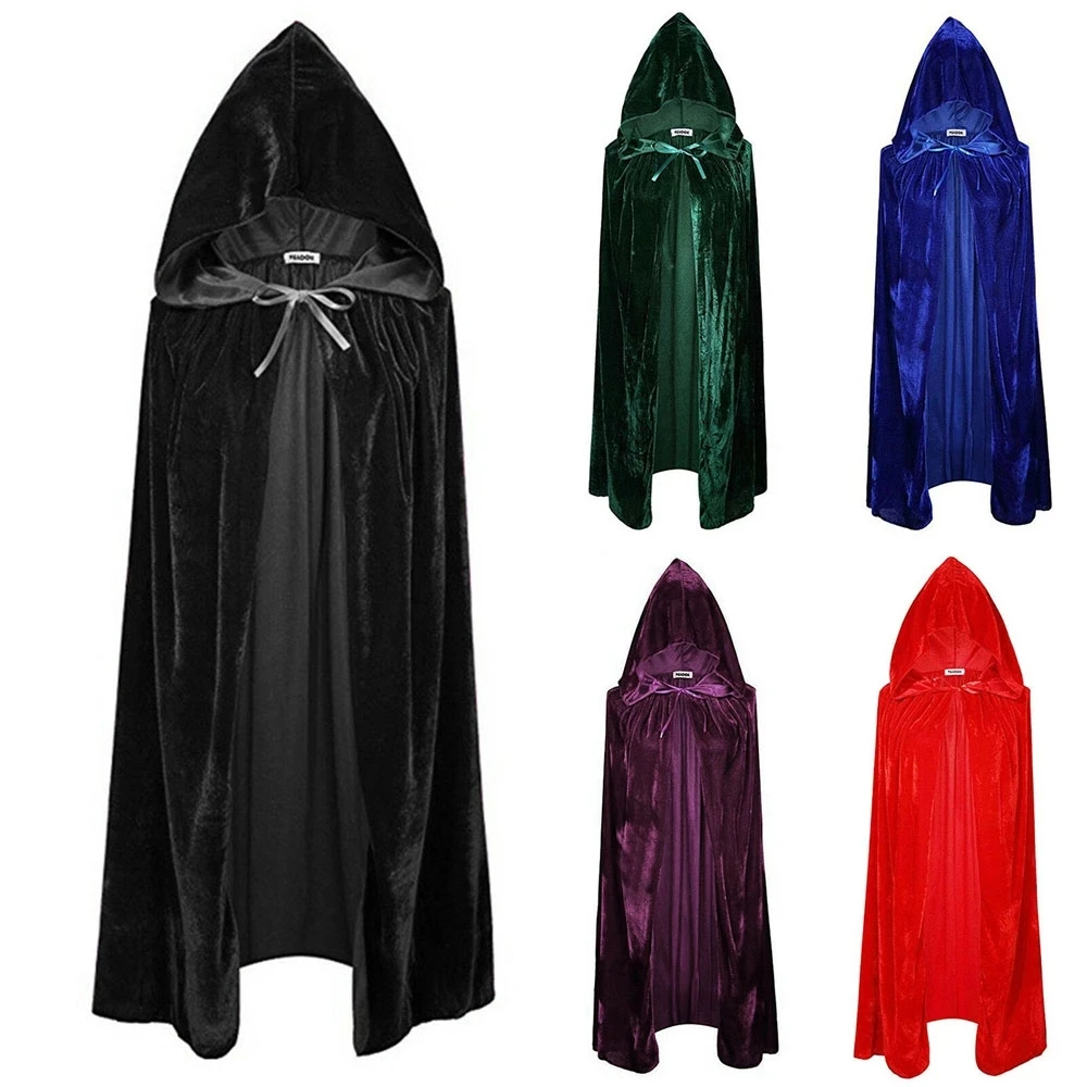 

Adult Party Velvet Cloak Cape Hooded Medieval Costume Witch Vampire Cosplay Costumes Women Men Halloween Clothes