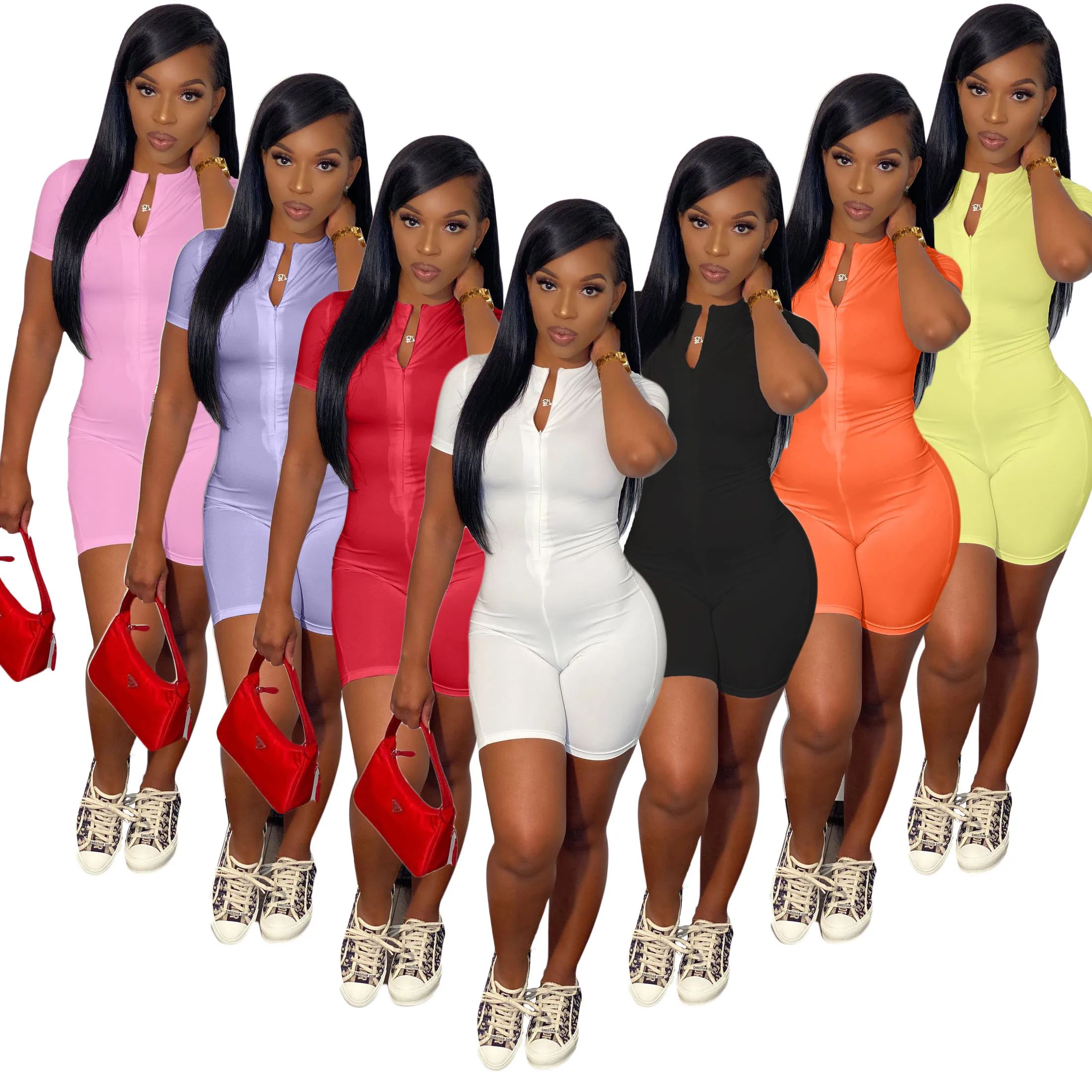 

2021 Women Sexy Ribbed Casual Jumpsuits And Rompers Trending Clothes Women Summer One Piece Jumpsuits Summer Bodysuits