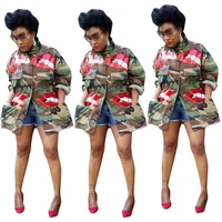 

hot sale 5xl coat long sleeve sequin camouflage plus size jacket for women