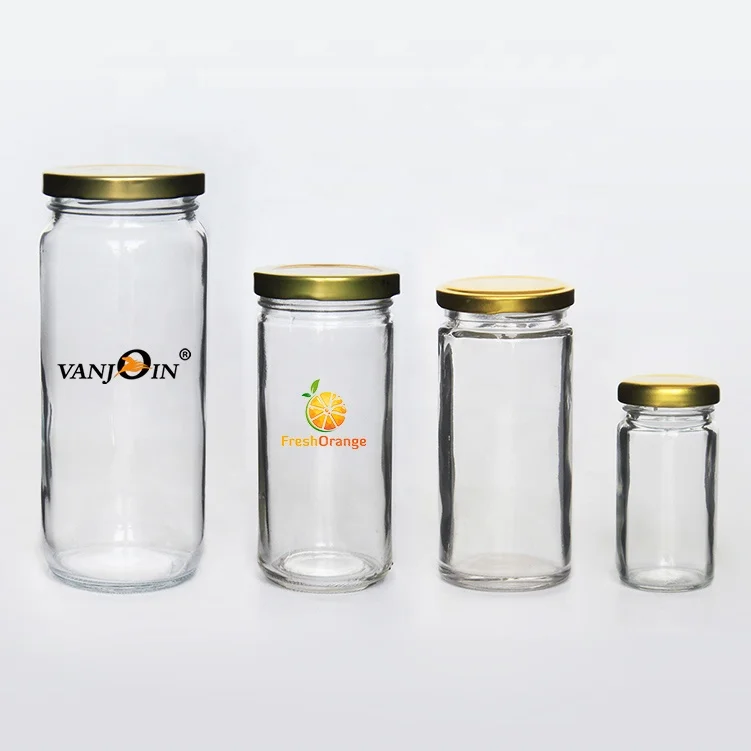 

60ml 250ml 500ml 720ml Thin Tall Transparent Milk Tea Glass Jar Suppliers With Metal Lid 2 oz 8 oz 16 oz, Clear