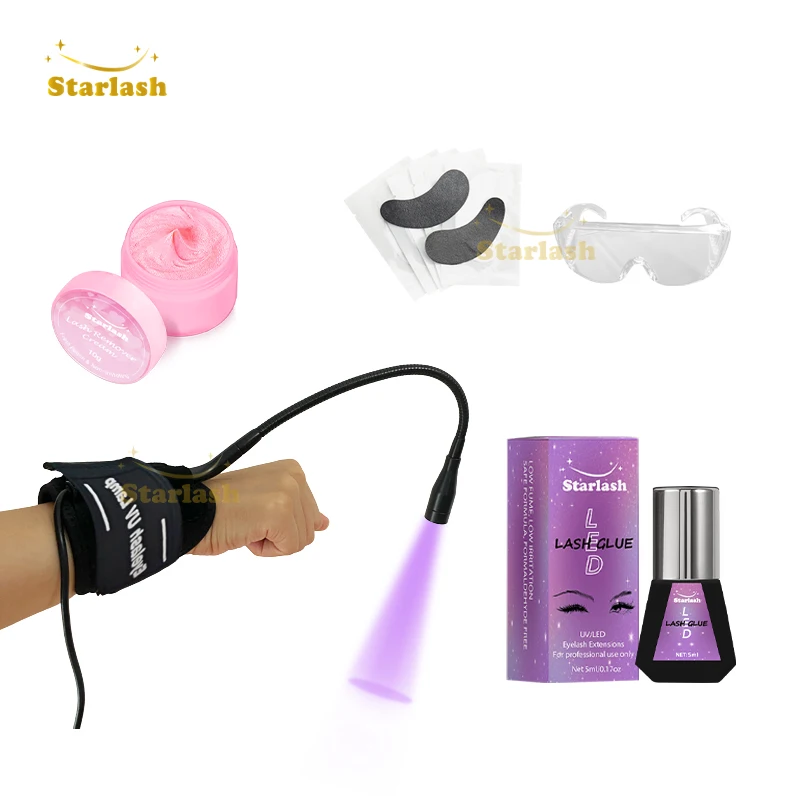 

Star lash LED uv Foot Pedal eyelash long retention uv led wrist Lamp lash glue set for lash extension wrist UV Lamp