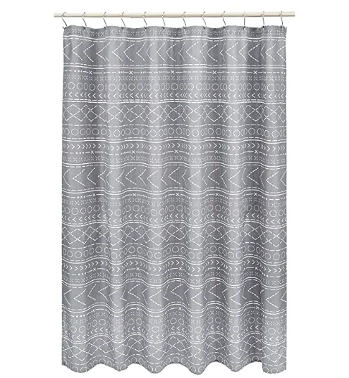 

China Wholesale Extensible Waterproof Polyester Modern Shower Curtain with Metal Hooks, Picture