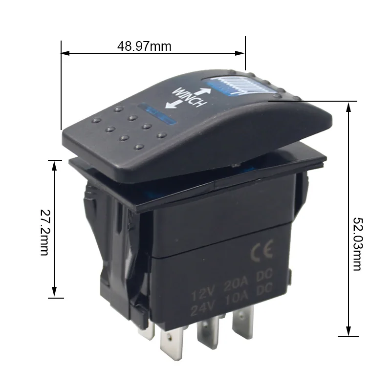 12v 7pin Dpdt On Off Dashboard Rocker Switch Led Blue Lighted Bar