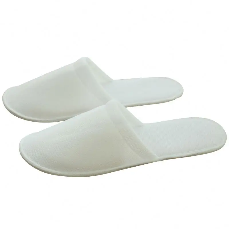 

Custom Logo Chenyu Simple Design Cotton Disposable SPA Close Toe Slippers With Logo for Hotel bathroom grey hotel slippers, As shown