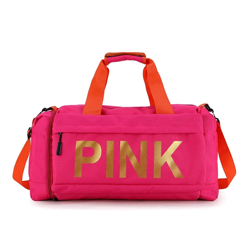 

OEM travel accessories for women pink overnight bag tote custom sequin sport gym bags with sneaker compartments pink duffel bag, Pink/rose/black/white