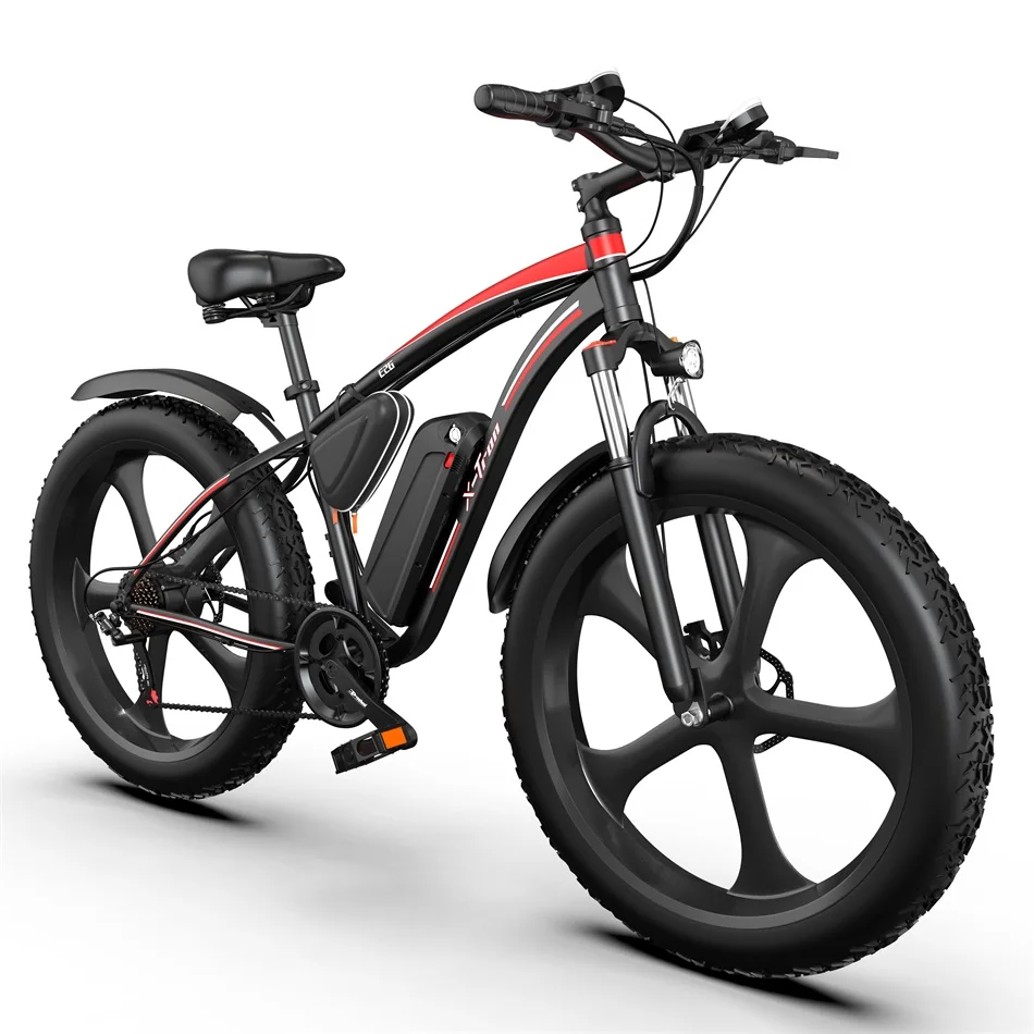 

EU Warehouse X-Tron E26 Electric Bicycle e bike 1000W Motor 48V 13AH Battery Electric Mountain Bike 26" Fat Tire Electric Bike, Black red