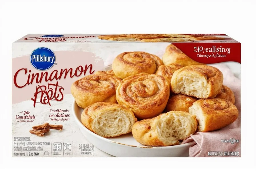 Side-by-side comparison of Pillsbury cinnamon roll varieties with nutritional differences highlighted