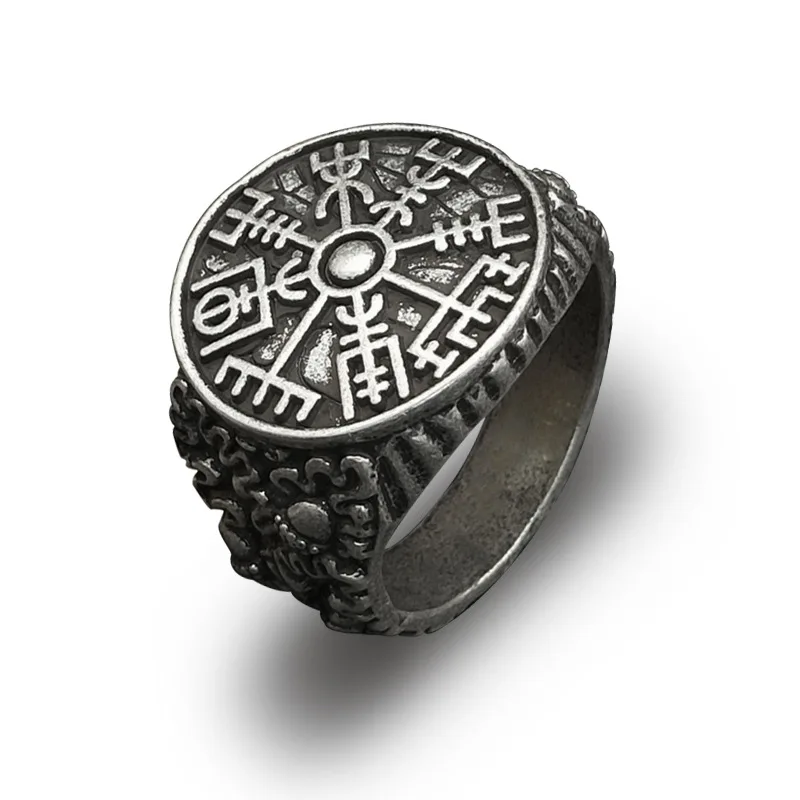 

Latest Design Compass Rune men rings, Silver color