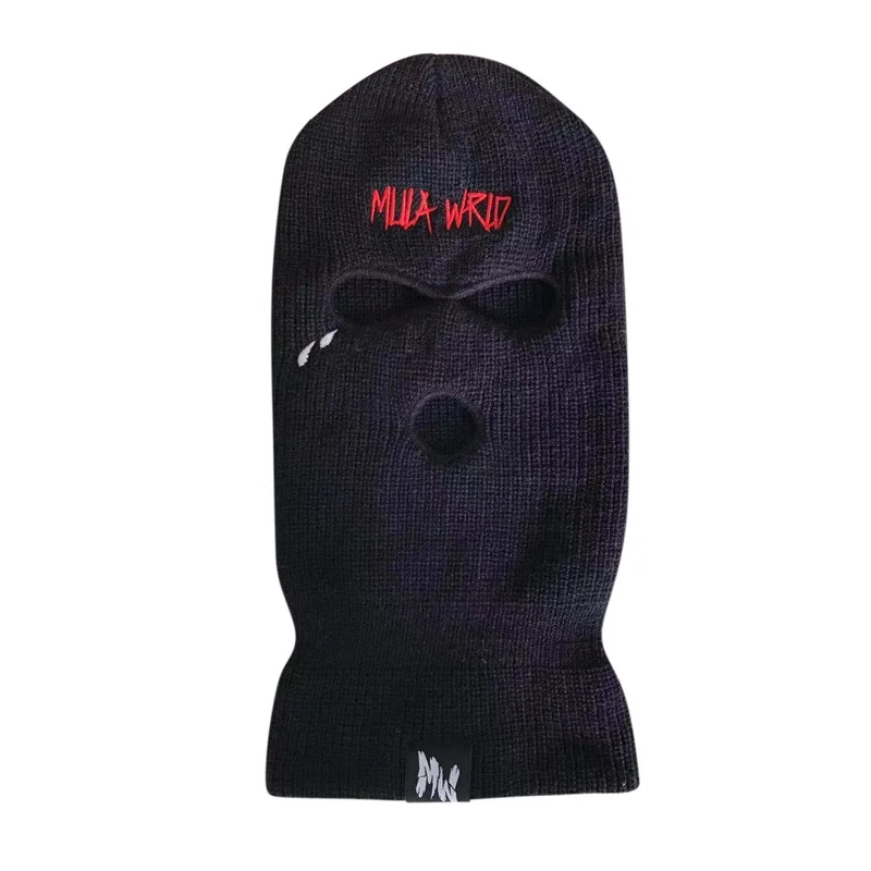 

wholesale men three holes acrylic knitted balaclava hat beanie cap, Customized