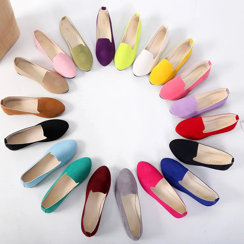 

Wholesale New Arrival Women Lady's Flats Shoes Korean Style Candy Color Square Head All-match Solid Color Casual Thin Shoes