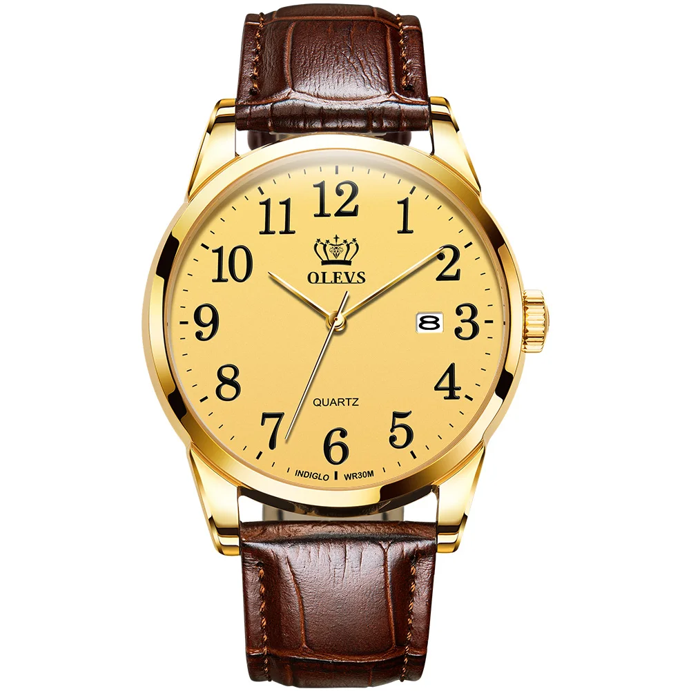 

Multifunction Casual Leather Men New Watches Big Dial Numbers Wrist Watches For Men