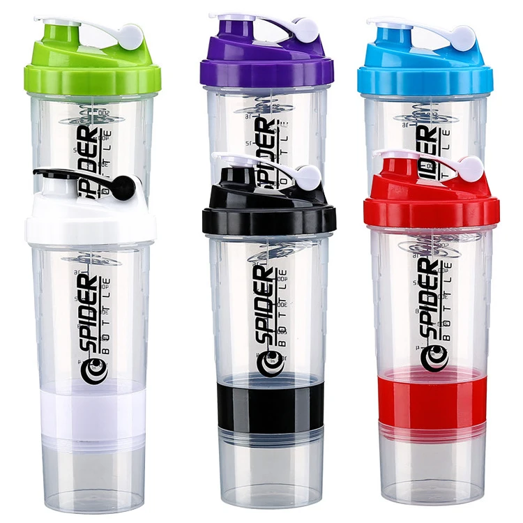 

Custom Logo 500ml Gym Protein Shaker Bottles Water With Scale Cup Plastic Powder Shakers Sport Water Bottles, Black, white, red, blue, green, purple