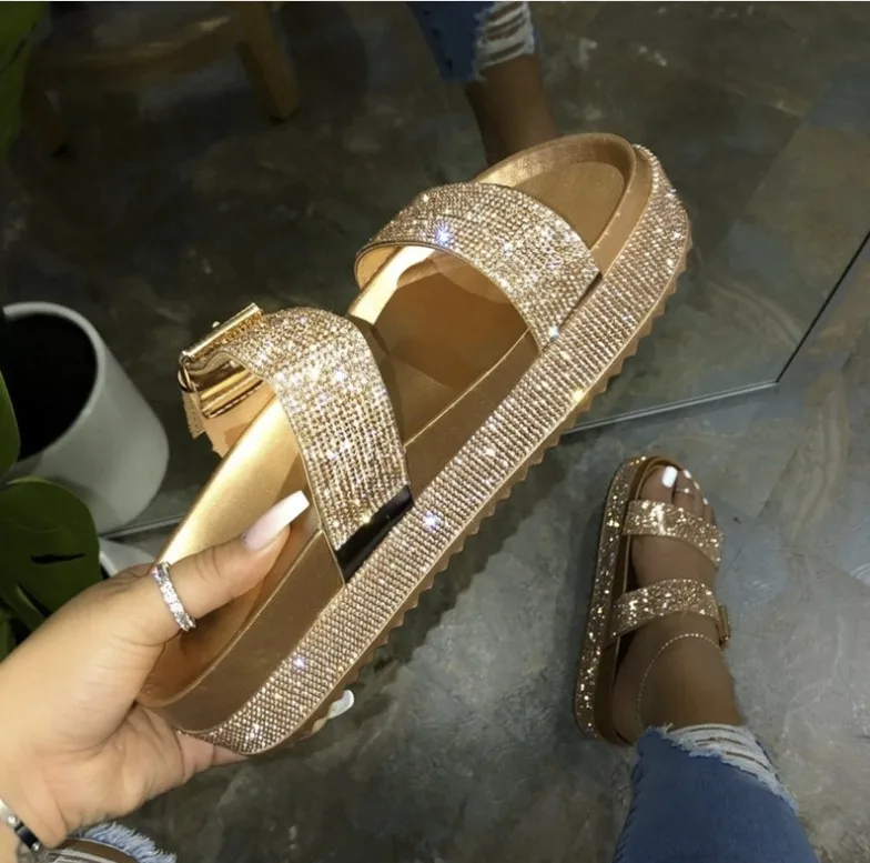 

new arrival fashion women platform slippers Spot wholesale hot style women's sandals summer slippers new style flat shoes