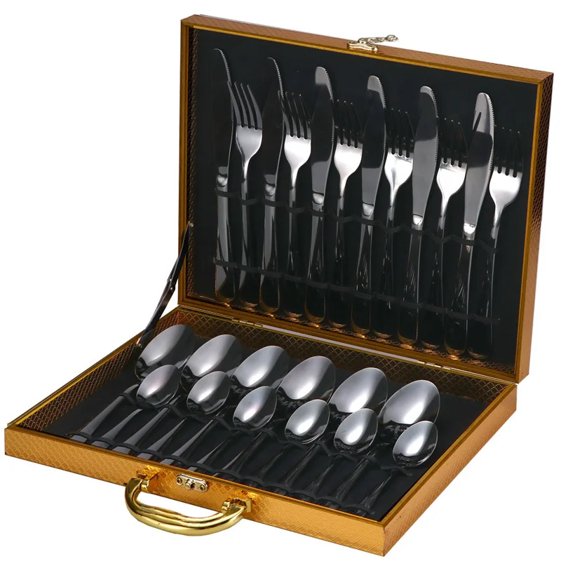 

Luxury Bulk Titanium Matte Black Cutlery Set Spoon Fork Knife Flatware Set Manufacturer