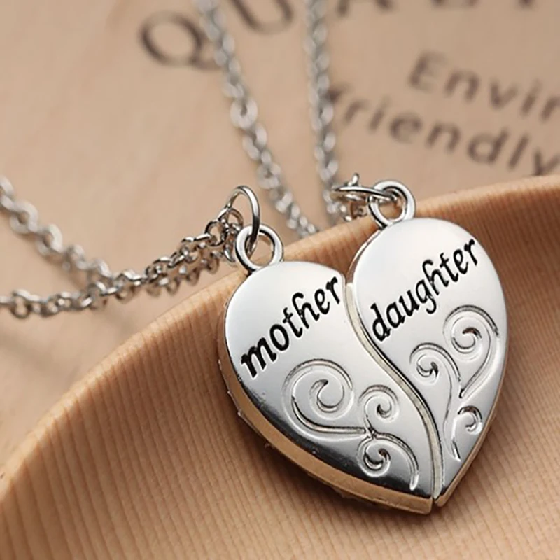 

2Pcs / Set Mother Daughter Love Heart Necklace For Women O-Chain Female Jewelry Trendy Mother's Day Party Gifts, Picture shows