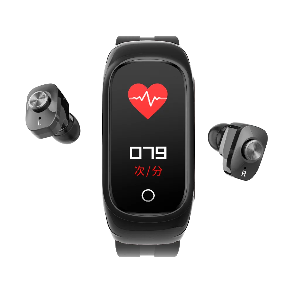 

Heart Rate Fitness Tracker Blood Pressure Monitor 2 in 1 Earphone Men Women Smart running watch smartwatch N8