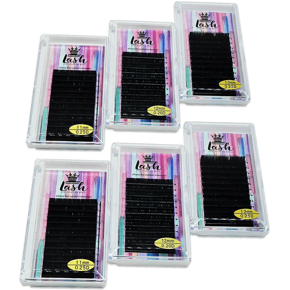 

Factory wholesale Ellipse Flat Eyelash Extension OEM private label, Black