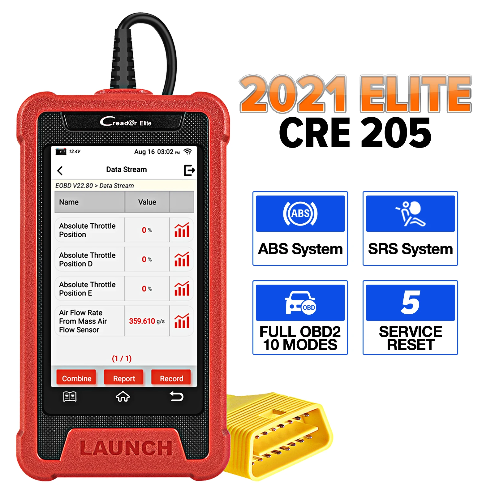 

LAUNCH X431 CRE205 OBD2 Diagnostic Tool Work ABS Airbag SRS System EPB Oil TPMS SAS 16 Reset Services PK CRP129E Car OBD Scanner