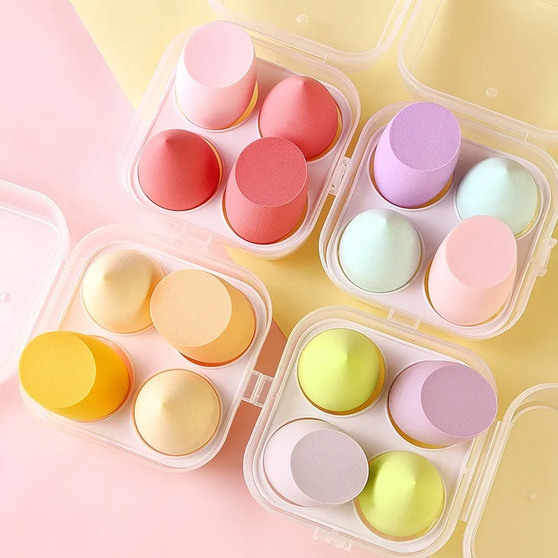 

4PCS In stock RTS custom makeup Face Cosmetic accessories make up sponge set beauty sponge with packaging box, Multiple colors