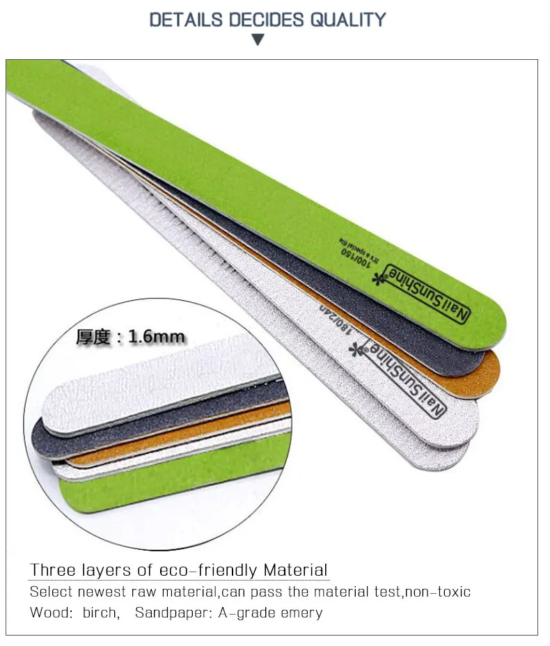 Waterproof Wood Nail Files Straight Disposable Emery Board 2 Sides