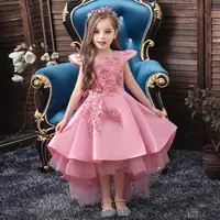 

European style Applique Lace Princess Dress Birthday Party dress pink girl Dresses