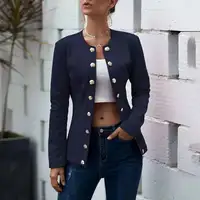 

Women's Tops blazers Autumn Winter Solid Color Slim Fit Short Suit Lapel Long Sleeve Double-breasted Ladies Tops