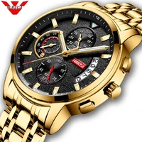 

NIBOSI 2020 New Brand Quartz Watch Men Sport Watches Men Steel Band Military Clock Waterproof Gold Wrist Watch Relogio Masculino