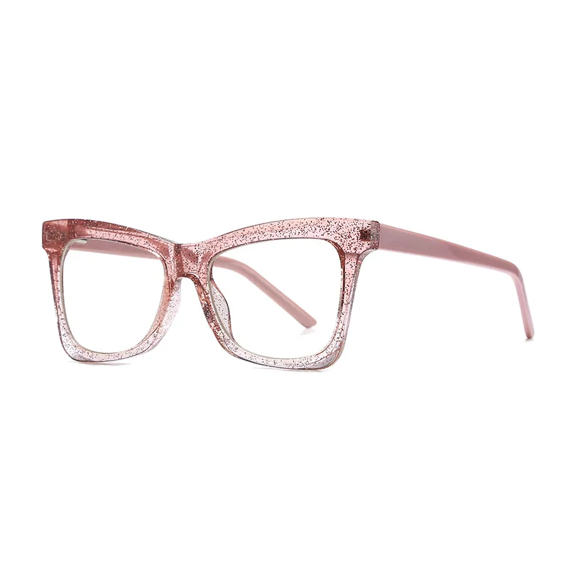 

New product 2021 glitter design oversized optic frame glasses for computer glasses anti ray blue light blocking glasses women