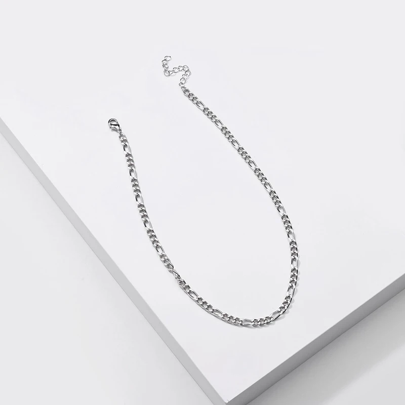 

Figaro Link Chain Necklace Basic Punk Chain Chokers Simple Fashion Geometric Gold Sliver Color For Men Women Party 2020