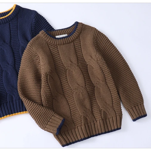 

Autumn and winter new sweater twist color round neck pullover Korean children's sweater boys thick