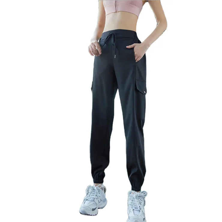 

Women grey sweatpants 2021 clothing sportswear slim drawstring high waist cargo sports sweatpants, Customized colors