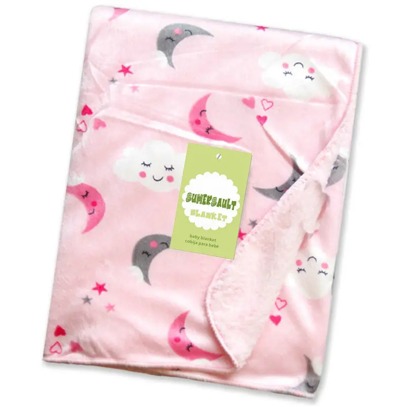 Wholesale polyester printed polar fleece baby flannelsilk blanket for baby