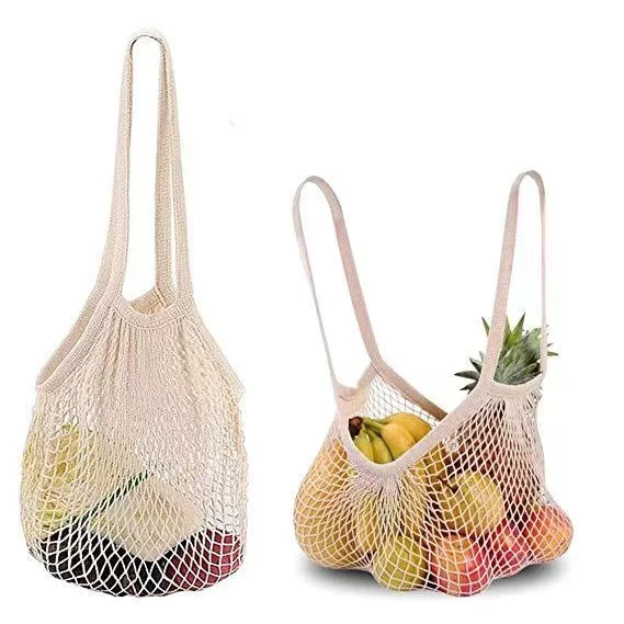 

Eco-friendly Shopping Net Bag Portable Supermarket Vegetable Fruit Mesh bag, Beige