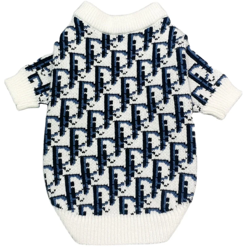 

knitted pet sweater cotton knitted dog clothes designer fashion desinger dog clothes, White