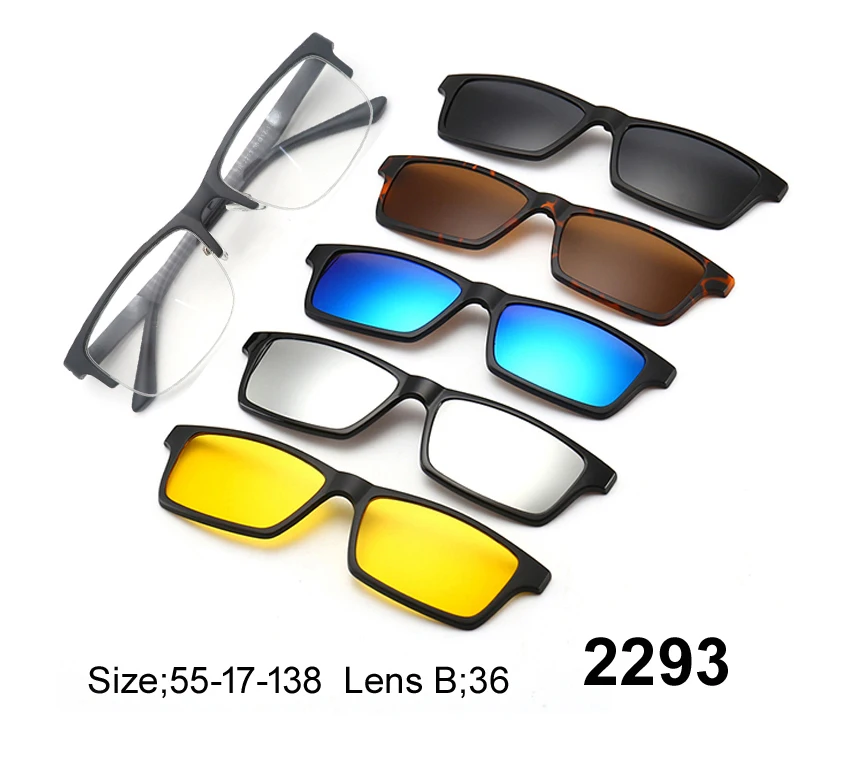4 in 1 Polarized Optical Interesting Frames clip frame Colorful Fashion Glasses clip on sunglasses