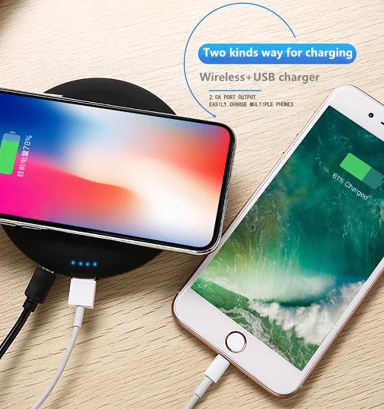 Unique Fast Wireless Power Bank 5000mah with Two Ways Charging Round Slim Powerbank - ANKUX.COM
