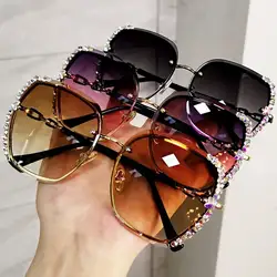 Vintage Luxury  Rhinestone Square Sunglasses Styli