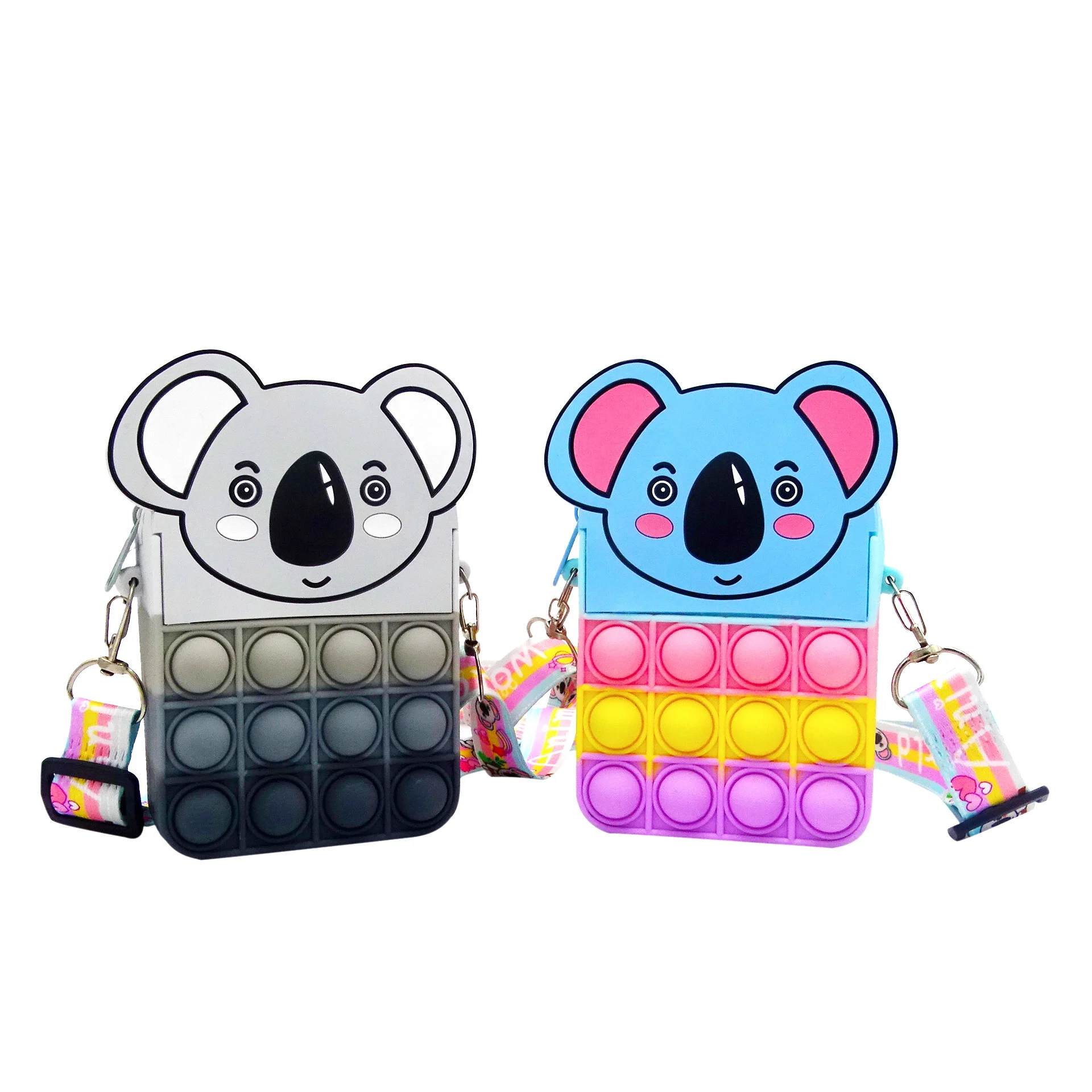 

2022 stylish design Push Bubble Pop Fidget Mini Koala rubber Coin Purse unisex Novelty animals silicone zipper pocket handbag, Multiple colors