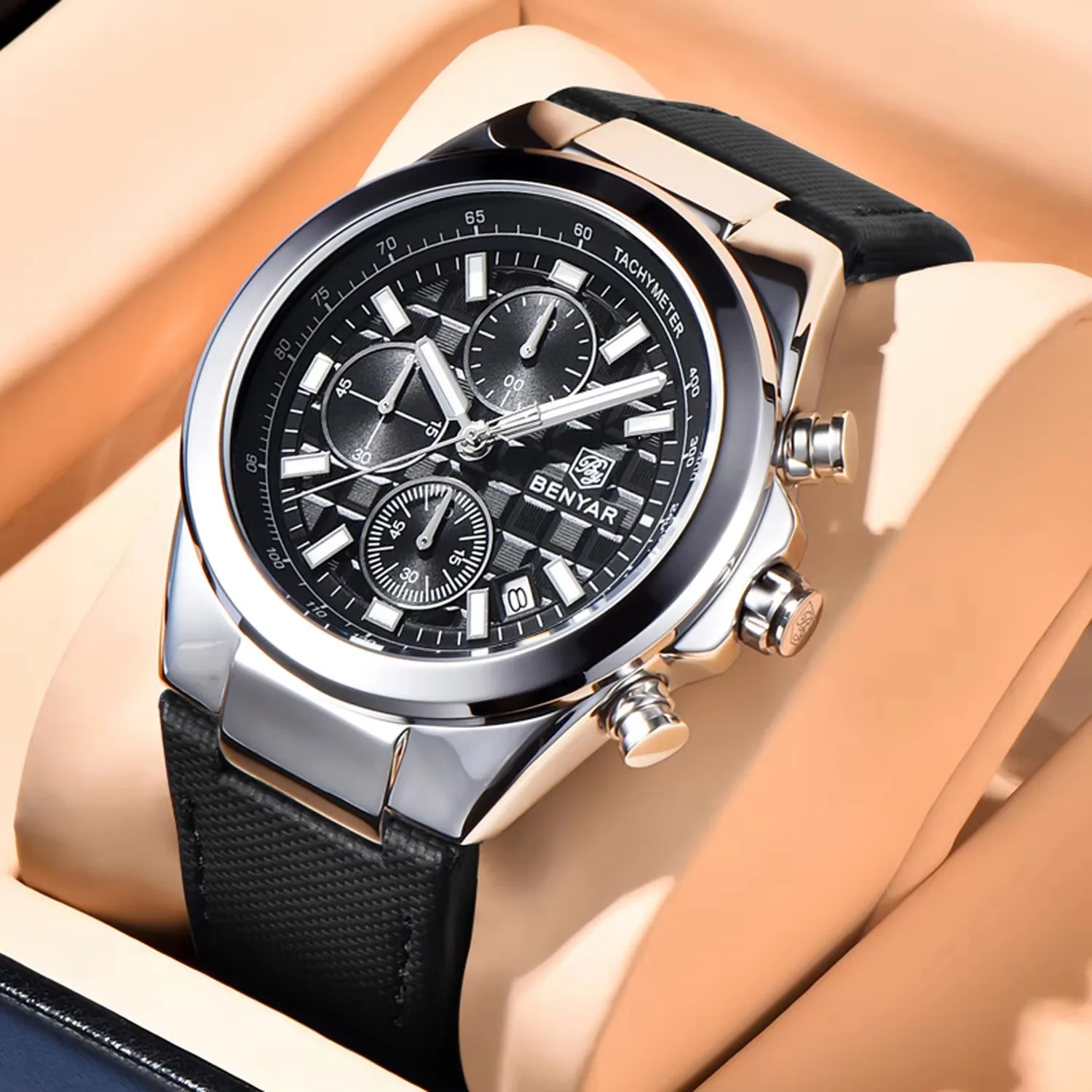 BENYAR 2024 New 5206 Men's Watches Top Luxury Watch for Men Quartz Wristwatches Chronograph Waterproof Sports Luminous Clock