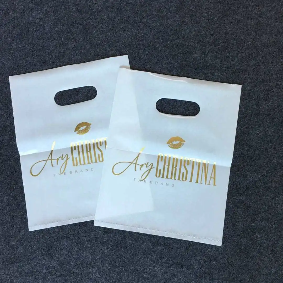 

custom die cut printed merchandise punch clear plastic shopper ldpe hdpe handle bag, Cmyk