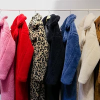 

Women winter wool Coat lamb Faux Shearling creamy Teddy Furry cashmere chunky fur long Coat jacket outwear parka trench coat