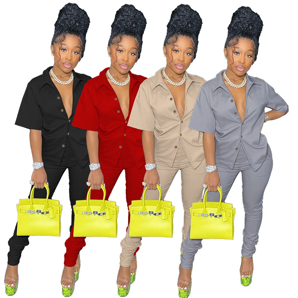 

2021 Hot Selling Quality Spring Autumn Casual Elegant Two Pieces Sets Shorts Pant Office Suits For Women Office Ladies, Picture color