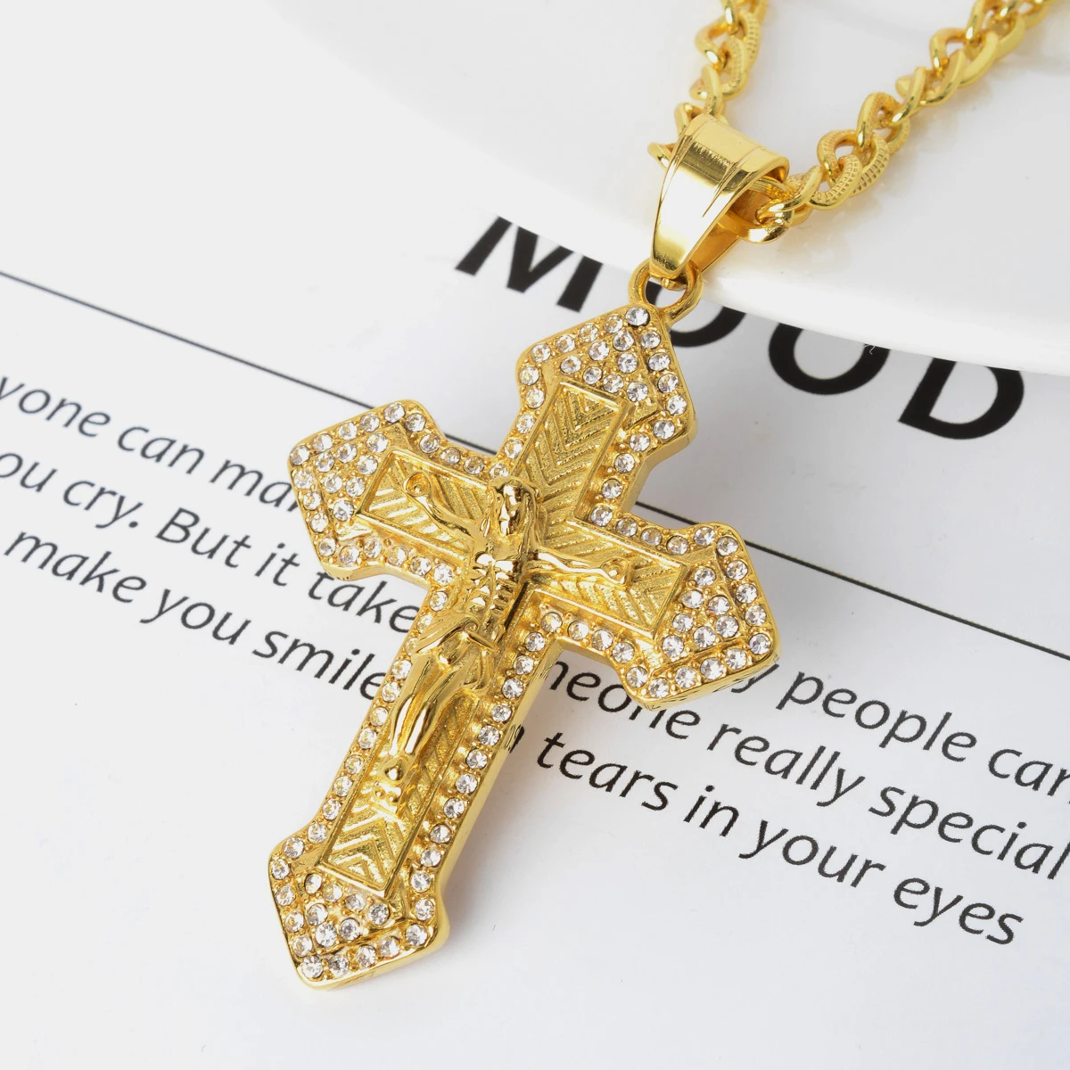 

Zeadear HIPHOP jewelry cross pendants men stainless steel 18K gold plated pendant necklace