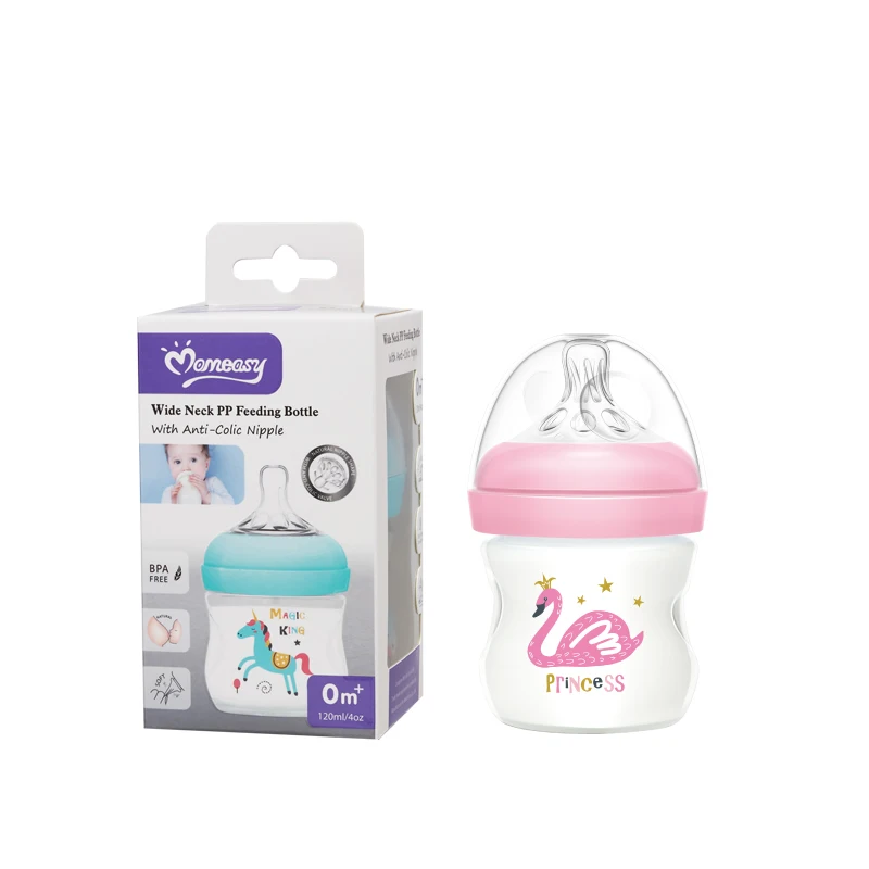 

Baby /4oz Wide Neck PP Feeding Bottle MOQ One Carton Factory Directly Supply, 4 colors