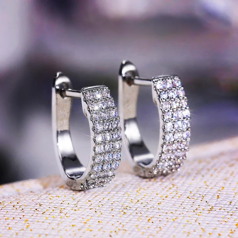 

Luxury Cubic Zircon Hoop Earrings for Women Delicate Accessories Party Daily Wear Versatile Earrings Jewelry Hot Sale, Picture shows