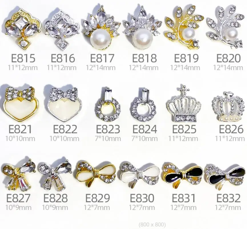 

3d nail art designs Stunning Pearl Rhinestone Alloy metal jewelry crystal nail art decoration nail sticker