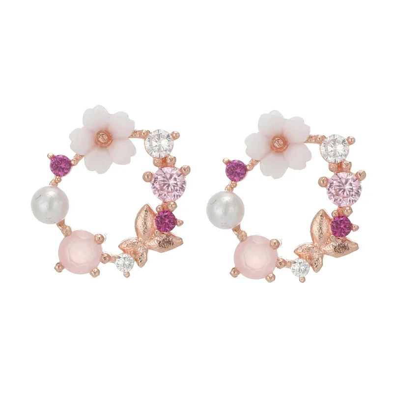 

Factory Wholesale New Hot Fashion Rose Gold flower Earrings for Women Girls Gift Fashion Statement Jewelry Stud Earrings, Picture shows